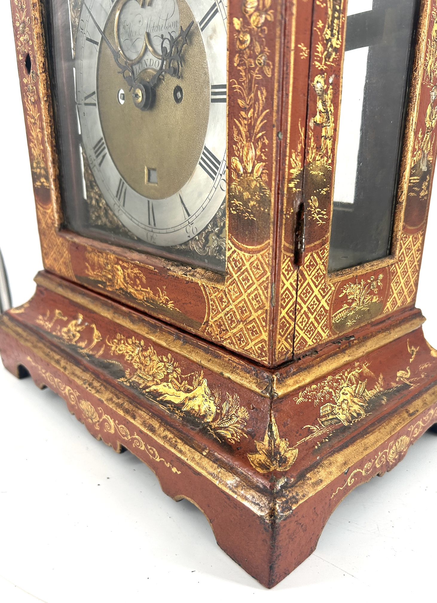 Outstanding Red Chinoiserie English Verge Twin Fusee Bracket Clock – Ca 1760 - Image 22